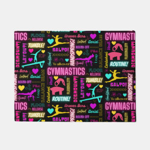 Colourful Girls Gymnastics Glossary Typography     Doormat