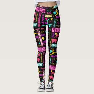 Colourful Girls Gymnastics Glossary Typography     Leggings
