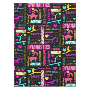 Colourful Girls Gymnastics Glossary Typography     Tablecloth