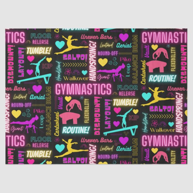 Colourful Girls Gymnastics Glossary Typography    Tissue Paper (Front)