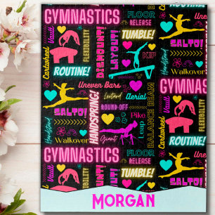 Colourful Girls Gymnastics Terms Pattern Custom Jigsaw Puzzle