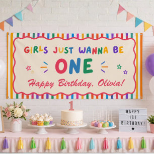 Colourful Girls Just Wanna Be One Rainbow Banner