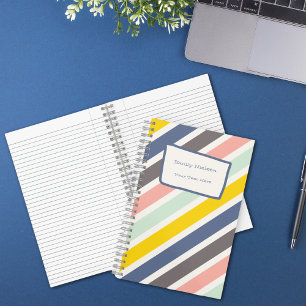 Colourful Girls Monogrammed Name School Subject Notebook