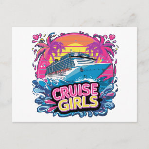 Colourful Girls Trip Cruise Caribbean Squad Postcard