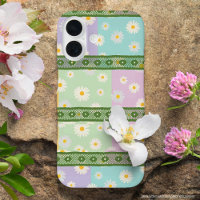 Colourful girly daisy pattern Green Blue Pink Lace