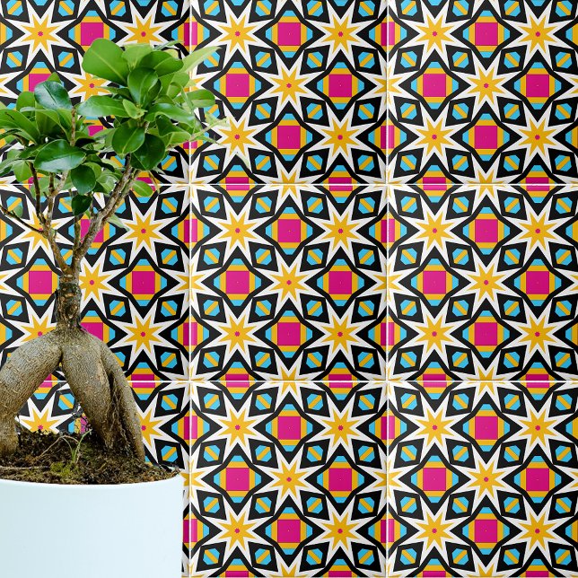 Colourful Girly Modern Mosaic Geometric Pattern Ceramic Tile (Creator Uploaded)