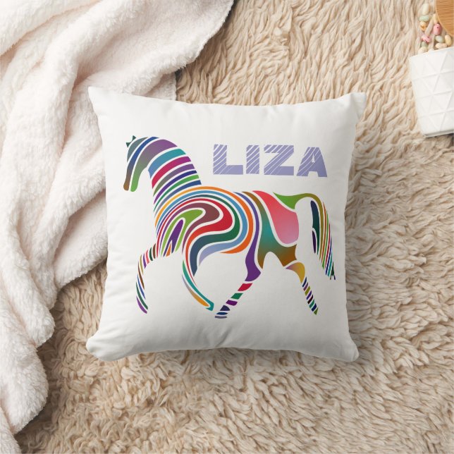 Colourful Girly Personalised Fantasy Horse Cushion (Blanket)