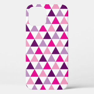 Colourful Girly Pink Purple Geometric Pattern iPhone 12 Case
