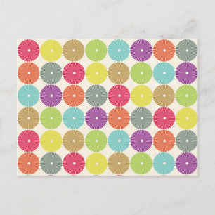 Colourful Girly Spring Pastel Circle Discs Pattern Postcard