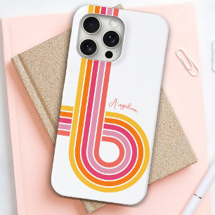 Colourful Girly Stripes Pattern with Name iPhone 15 Pro Max Case