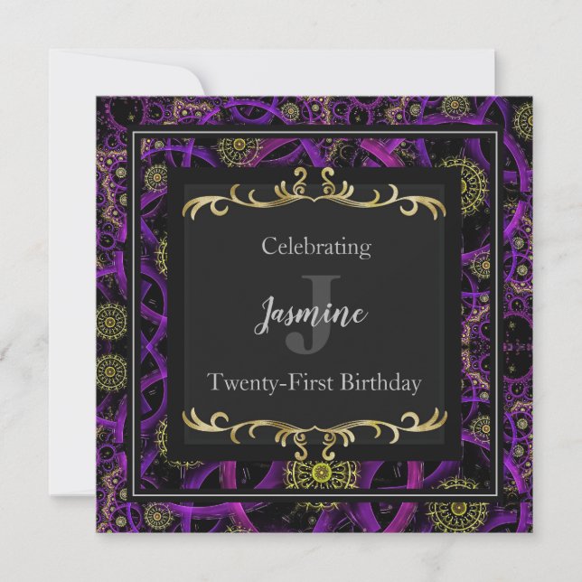 Colourful Glam Gold Birthday Invitation (Front)