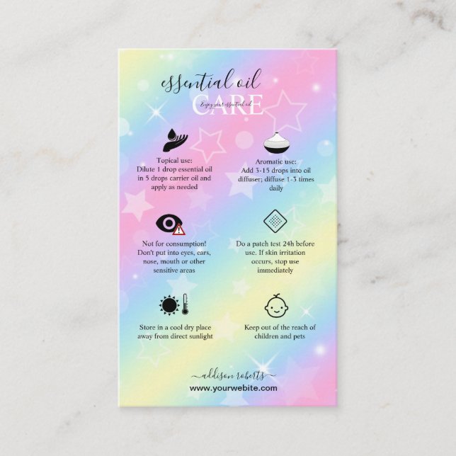 Colourful Glam Iridescent Sparkle  essential oil   Business Card (Front)