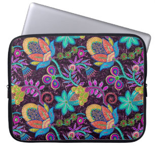 Colourful Glass Beads Look Retro Floral Design Laptop Sleeve