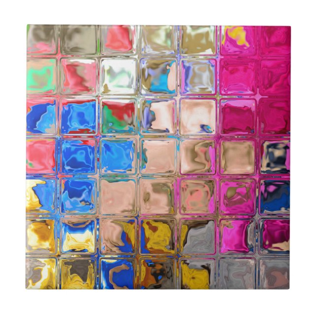 Colourful glass blocks texture ceramic tile (Front)