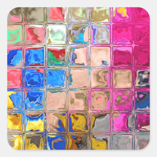 Colourful glass blocks texture square sticker (Front)