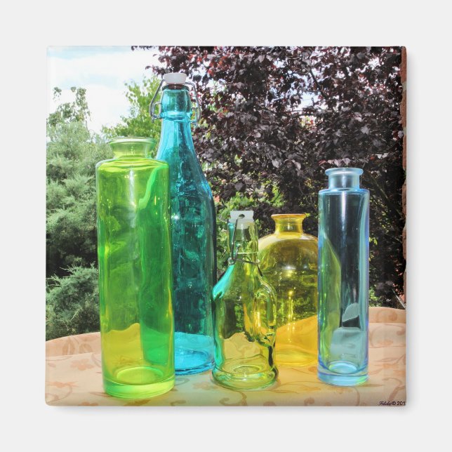 Colourful Glass Bottles Magnet (Front)