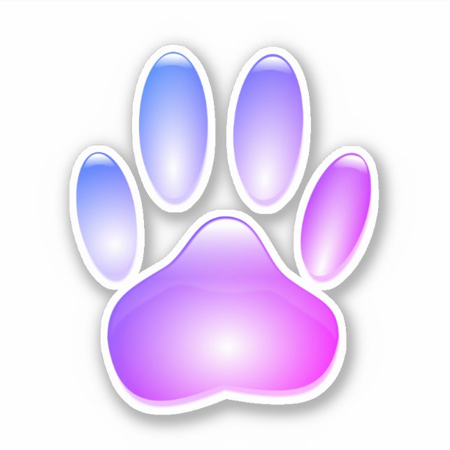 Colourful Glass Dog Paw Print (Front)