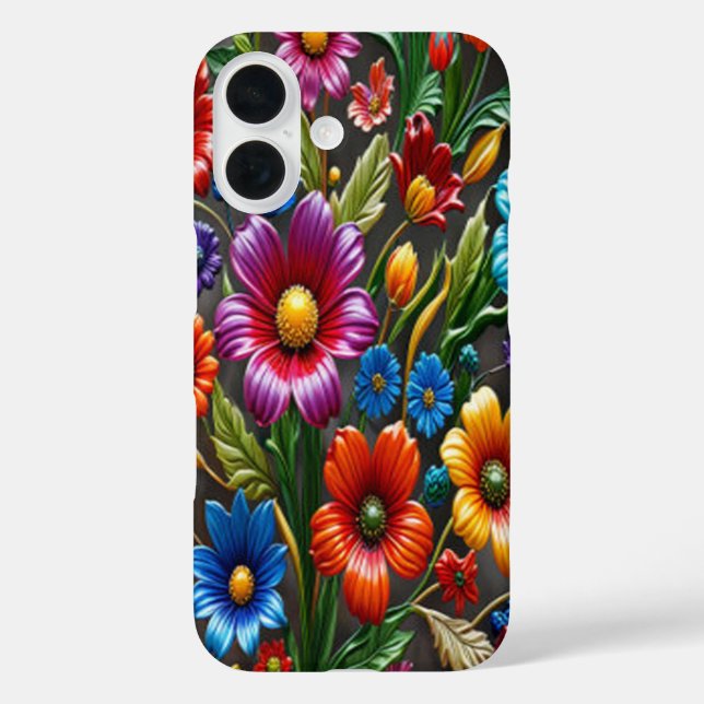Colourful Glass Flowers #11 -  iPhone 16 Cases (Back)