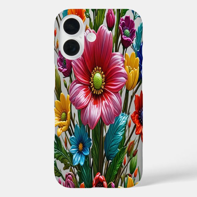 Colourful Glass Flowers #9 -  iPhone 16 Cases (Back)
