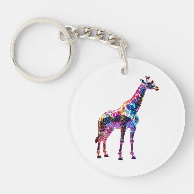 Colourful Glass Giraffe Art Key Ring (Front)