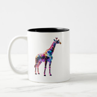 Colourful Glass Giraffe Art Two-Tone Coffee Mug
