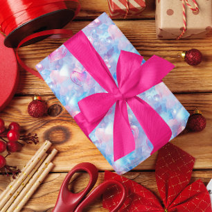 Colourful Glass Hearts Valentines  Wrapping Paper