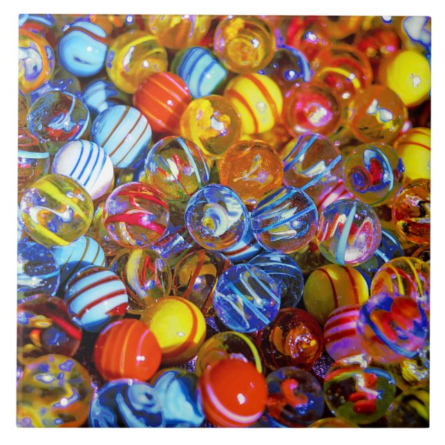 Colourful Glass Marbles Ceramic Tile (Front)