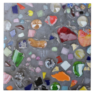 Colourful glass mosaic in cement ceramic tile