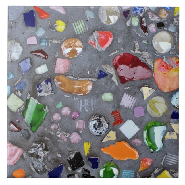 Colourful glass mosaic in cement ceramic tile (Front)