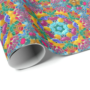 Colourful Glass Tiled Mosaic in Jewel Tones Wrapping Paper