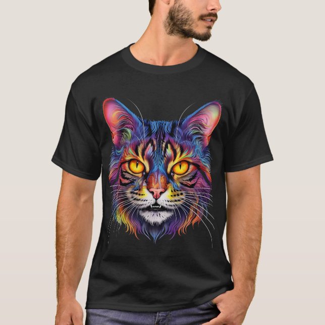 Colourful Glitch Cheshire Cat Grin Art. T-Shirt (Front)