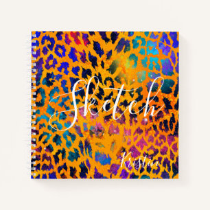 Colourful Glitter Animal Print With Name Sketchboo Notebook