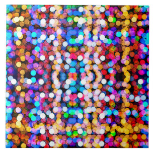 Colourful glitter art ceramic tile