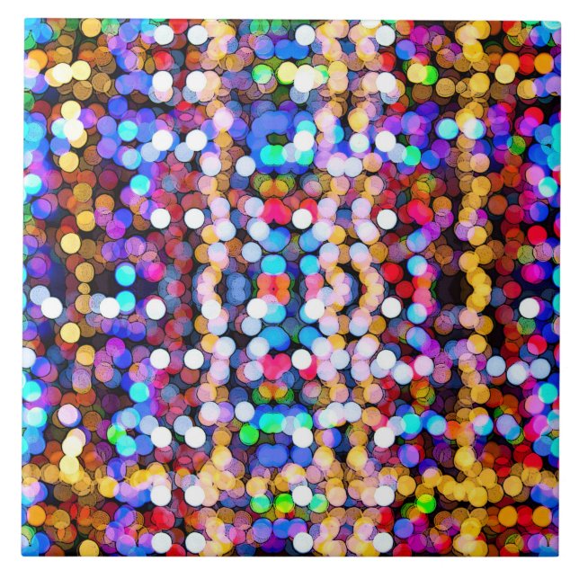 Colourful glitter art ceramic tile (Front)