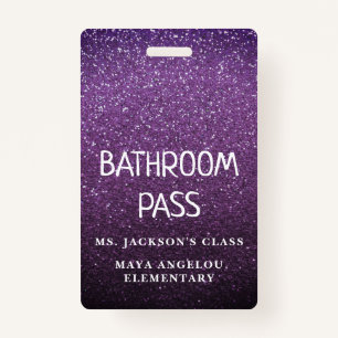 Colourful Glitter Back To School Bathroom Hall Pas ID Badge