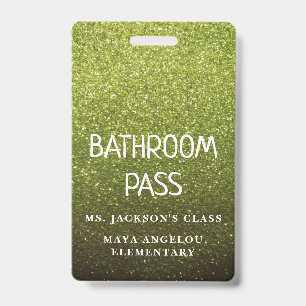 Colourful Glitter Back To School Bathroom Hall Pas ID Badge