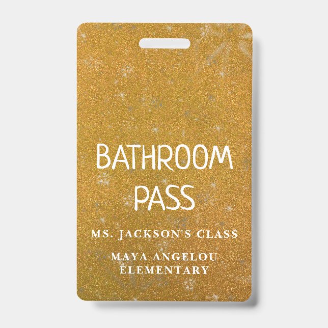 Colourful Glitter Back To School Bathroom Hall Pas ID Badge (Front)