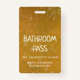 Colourful Glitter Back To School Bathroom Hall Pas ID Badge