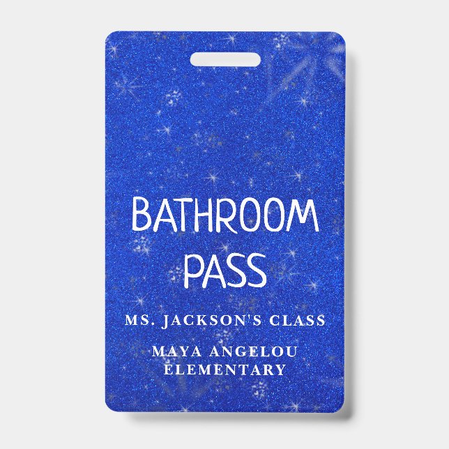 Colourful Glitter Back To School Bathroom Hall Pas ID Badge (Front)