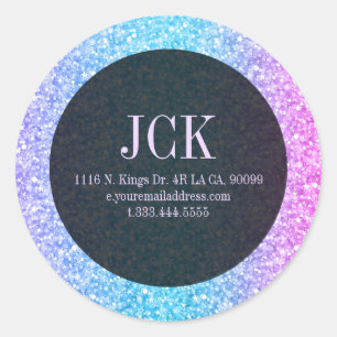 Colourful Glitter Black Accents Classic Round Sticker