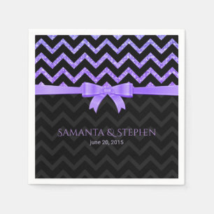Colourful Glitter Black Zigzag Chevron Pattern Napkin