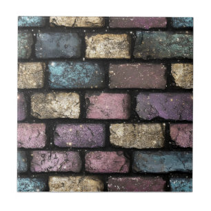 Colourful Glitter Brick Pattern Ceramic Tile