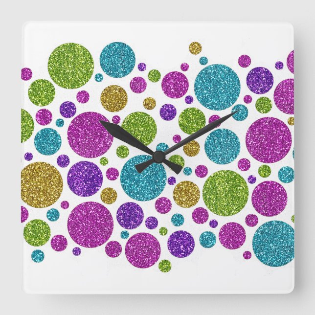 Colourful Glitter Dots Acrylic Wall Clock (Front)