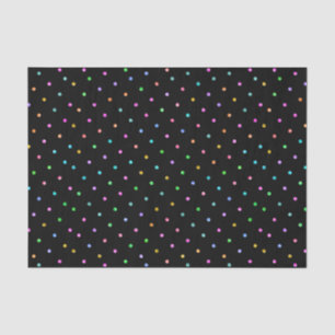 Colourful Glitter Dots Pattern On Black Tissue Paper