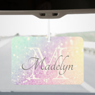 Colourful Glitter Glam Personalised Monogram Car Air Freshener