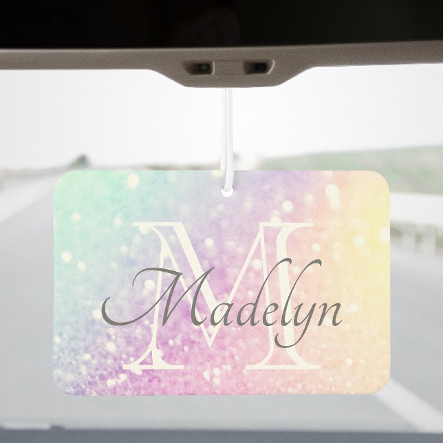 Colourful Glitter Glam Personalised Monogram Car Air Freshener (Creator Uploaded)