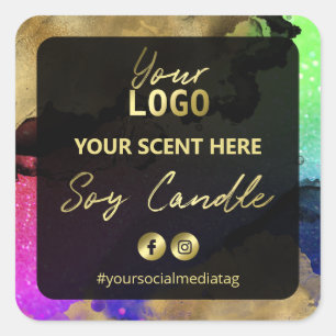 Colourful Glitter Gold Ink Soy Candle Labels