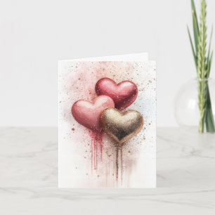 Colourful Glitter Hearts Valentine's Greeting Card