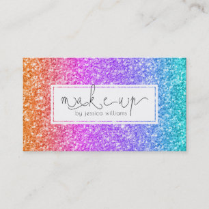 Colourful Glitter Makeup Typography Design Business Card