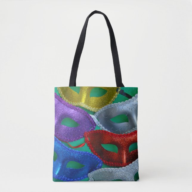 Colourful glitter masks tote bag (Front)